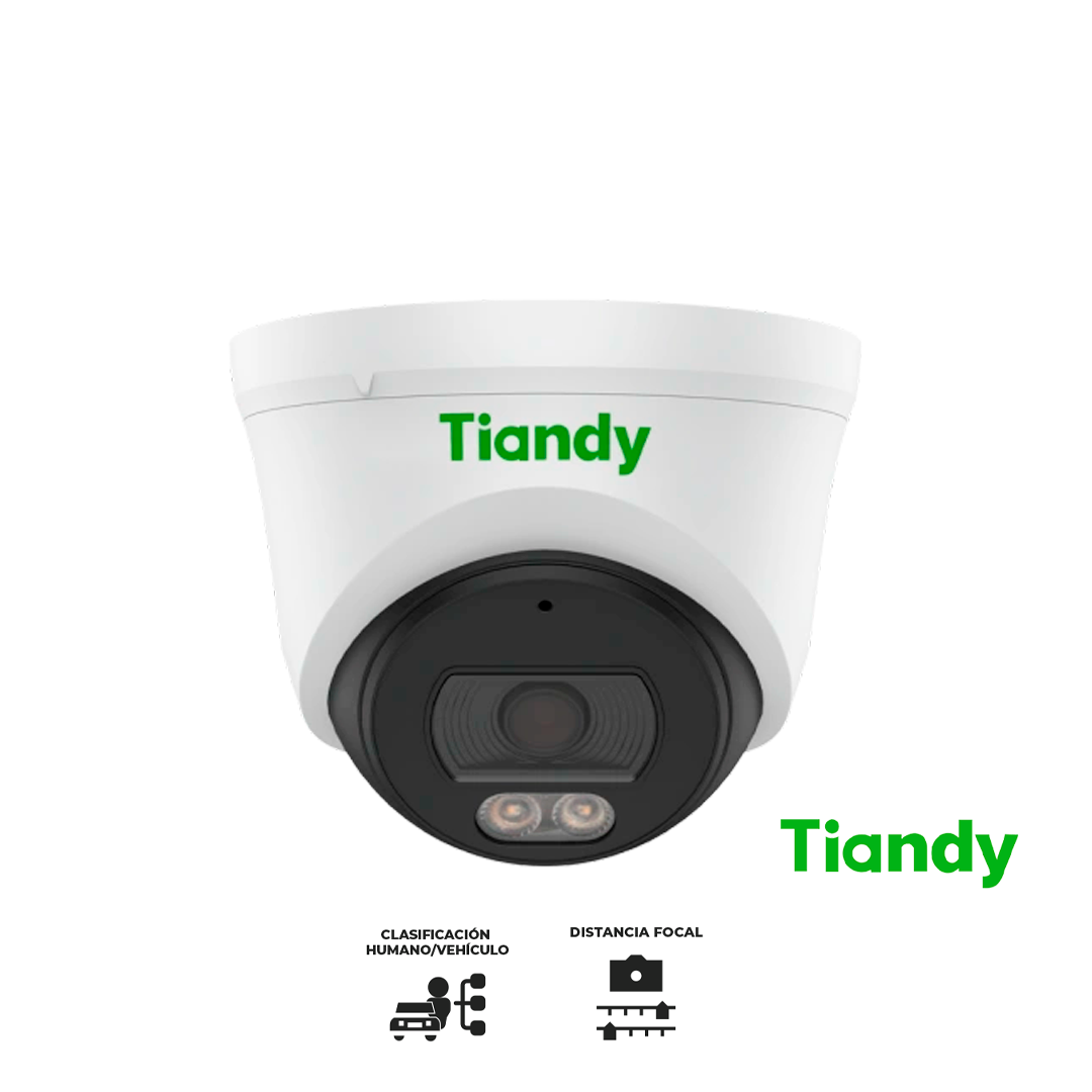 Cámara IP tipo torre 4 MP SK ColorMaker lente fijo, 2.8 mm, IR 30 m, metal y policarbonato, micrófono, PoE, IP66