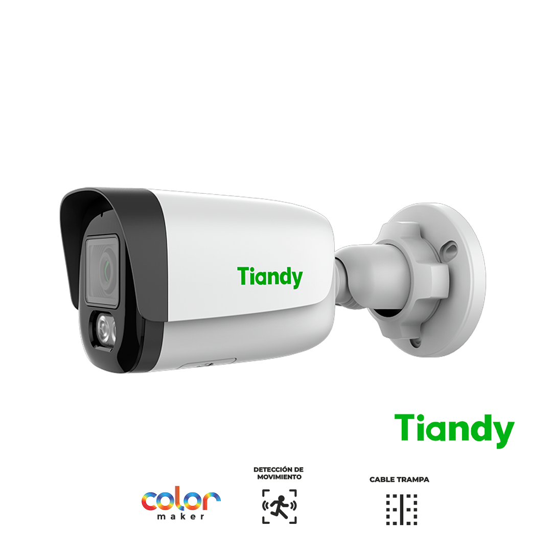 Cámara IP tipo bala 4 MP LITE ColorMaker máximo lente fijo, 2.8 mm, dori 56 m, metal y policarbonato, micrófono , PoE, soporta microSD, IP67